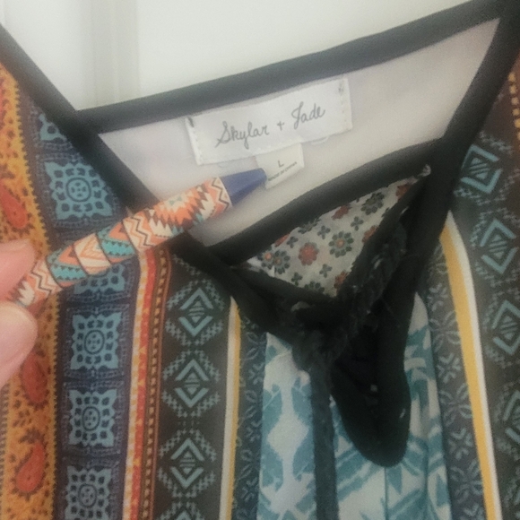 Bohemian Maxi Dress with Geometric Patterns - Picture 6 of 15